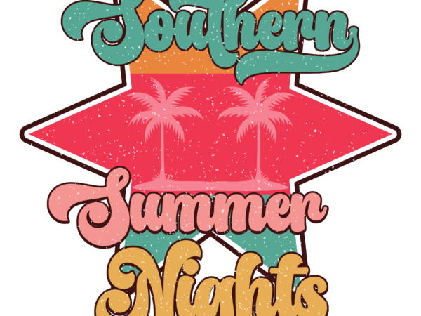 Southern summer nights sublimation t shirt template vector