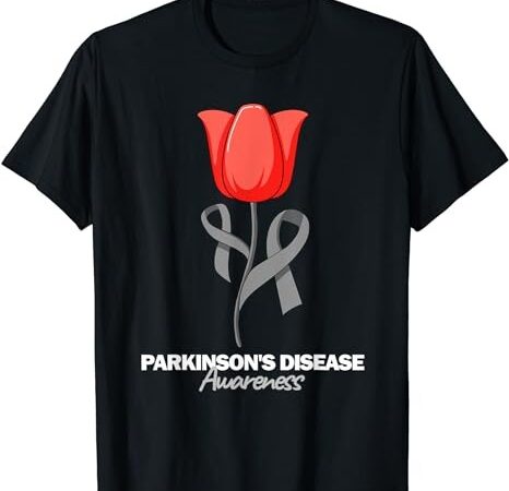 Parkinson’s disease awareness april month red tulip t-shirt