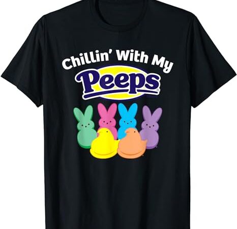 Peeps black easter t-shirt – classic fit crew neck, cotton & polyester, short sleeve, animal print
