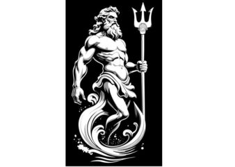 Poseidon God of the Sea t shirt illustration