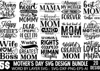 Mother’s Day SVG Bundle, Mom SVG T-shirt Design Bundle ,Mother Quotes SVG Bundle, Mom Shirt svg, Mother’s Day Gift, Mom Life, Blessed Mama,