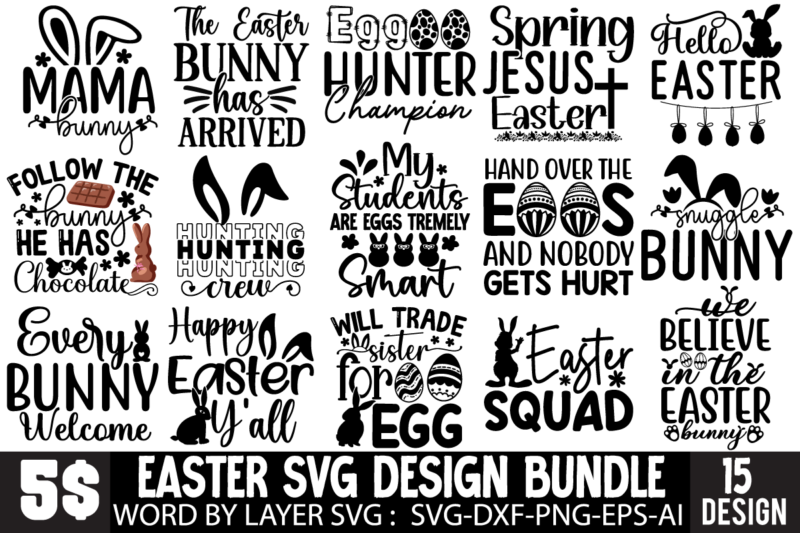 Easter SVG Bundle, Easter T-shirt Design BUndle ,Happy easter SVG PNG, Easter Bunny Svg, Kids Easter Svg, Easter Shirt Svg, Easter Teacher S