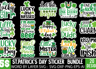 St.patrick’s Day Sticker Design Bundle ,Saint Patrick’s Day MEGA BUNDLE, 167 Designs, Saint Patrick’s Day svg, patrick svg, Rainbow svg, Lu