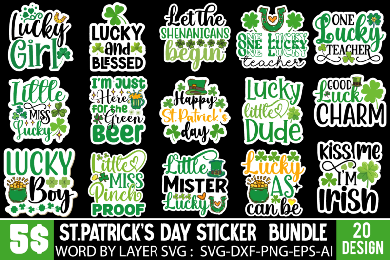 St.patrick’s Day Sticker Design Bundle ,Saint Patrick’s Day MEGA BUNDLE, 167 Designs, Saint Patrick’s Day svg, patrick svg, Rainbow svg, Lu