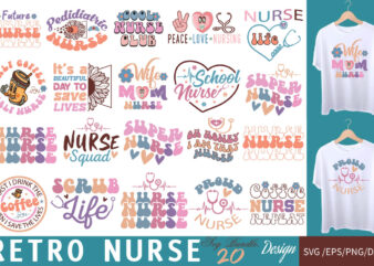 Retro Nurse T-shirt Bundle Retro Nurse SVG Bundle