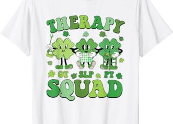 Retro Therapy Squad St Patricks Day SLP OT PT Team Shamrocks T-Shirt