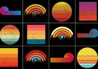 Retro Vintage Sunset for T-Shirt Design