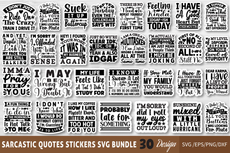 Sarcastic Stickers T-shirt Bundle Sarcastic Stickers SVG Bundle