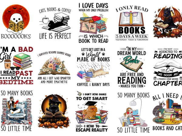 15 reading shirt designs bundle p1, reading t-shirt, reading png file, reading digital file, reading gift, reading download, reading design