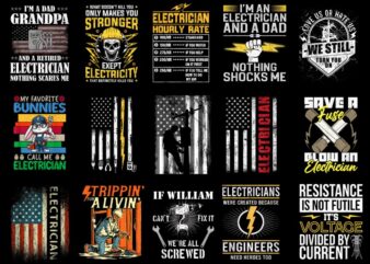 15 electrician shirt designs bundle p2, electrician t-shirt, electrician png file, electrician digital file, electrician gift, electrician d