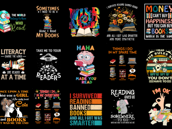 15 reading shirt designs bundle p4, reading t-shirt, reading png file, reading digital file, reading gift, reading download, reading design