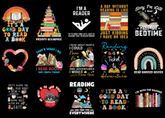 15 Reading Shirt Designs Bundle P5, Reading T-shirt, Reading png file, Reading digital file, Reading gift, Reading download, Reading design