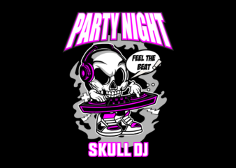 Skull DJ Cartoon t shirt template vector