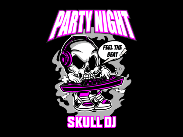 Skull dj cartoon t shirt template vector