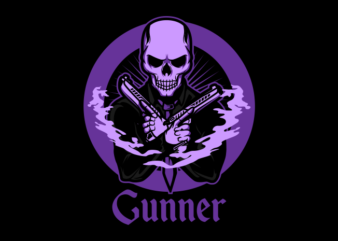 Skull Gunner t shirt template vector