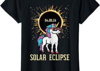 Solar Eclipse Unicorn 04.08.24 Girls Kids Toddler Women Teen T-Shirt