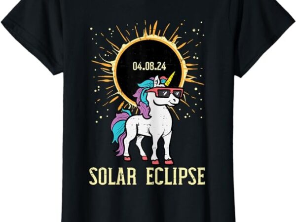 Solar eclipse unicorn 04.08.24 girls kids toddler women teen t-shirt