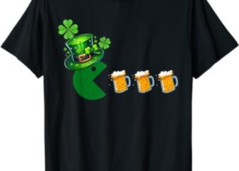 St Patricks Day Eating Shamrock Retro Gamer Men T-Shirt