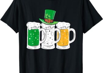 St Patricks Day Irish Beer Ireland Flag Clovers Shamrock T-Shirt