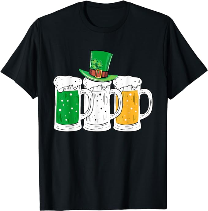 St Patricks Day Irish Beer Ireland Flag Clovers Shamrock T-Shirt