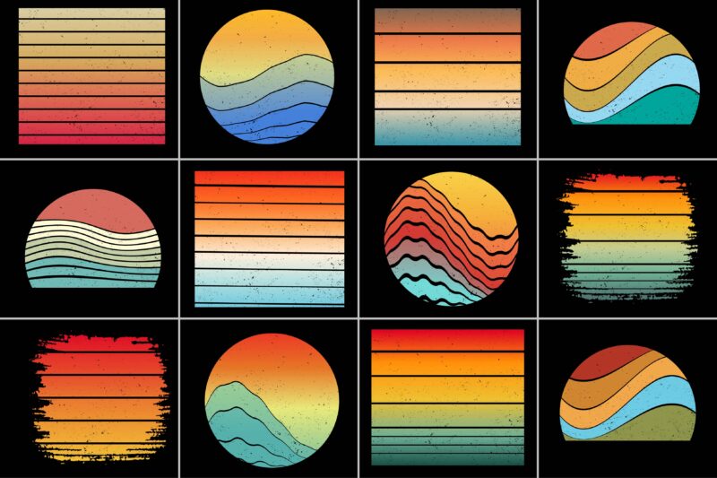 Sunset Retro Vintage T-Shirt Background