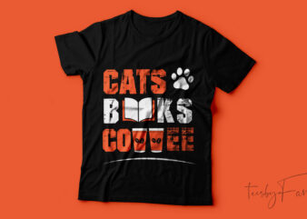 Cats books coffee | T-shirt design