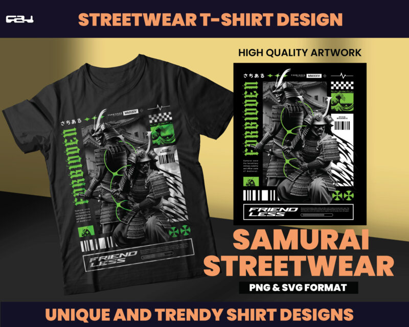 Samurai ronin design, streetwear design, urban streetwear, ronin design, samurai design, DTF, DTG