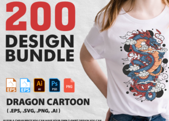 200 Dragons Best Vector T-shirt Designs Bundles