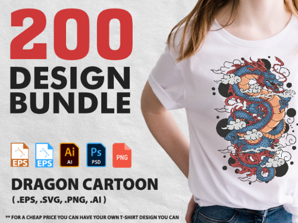 200 dragons best vector t-shirt designs bundles