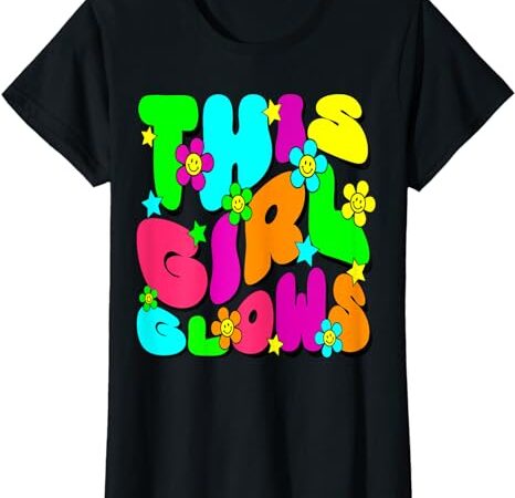 This girl glows for kids tie dye bright colors 80’s and 90’s t-shirt