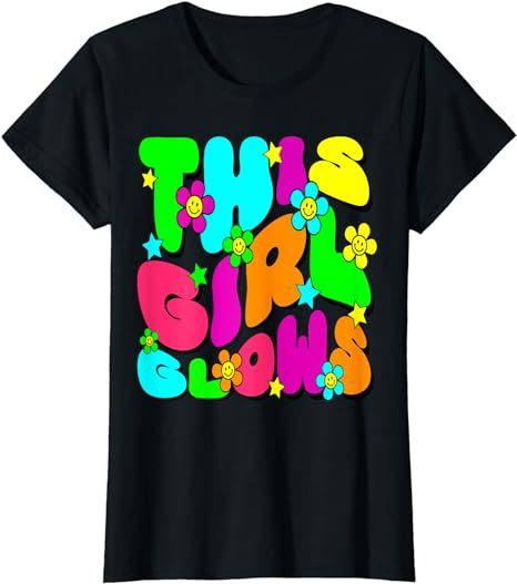 This Girl Glows For Kids Tie Dye Bright Colors 80’s And 90’s T-Shirt