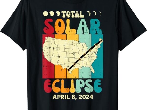 Total solar eclipse usa map retro april 8 2024 men women kid t-shirt