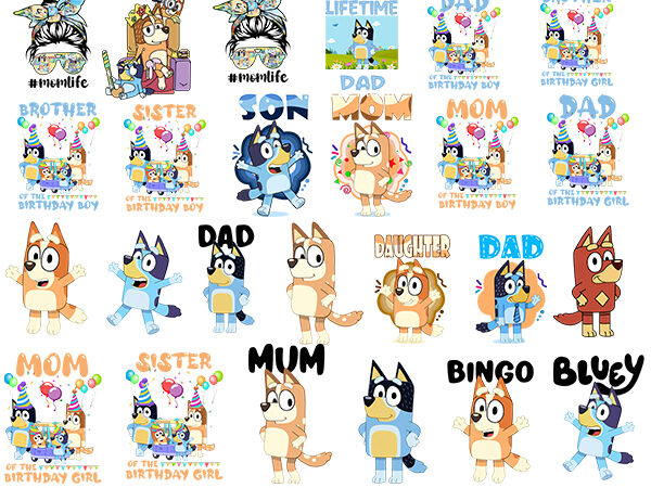 Family bluey bundle svg, bluey birthday svg, bluey and bingo svg t shirt graphic design