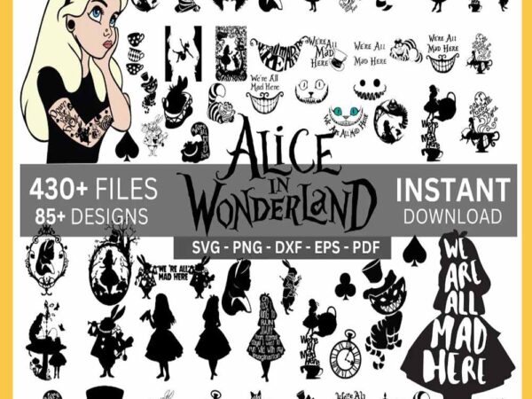 Alice in wonderland bundle svg t shirt vector
