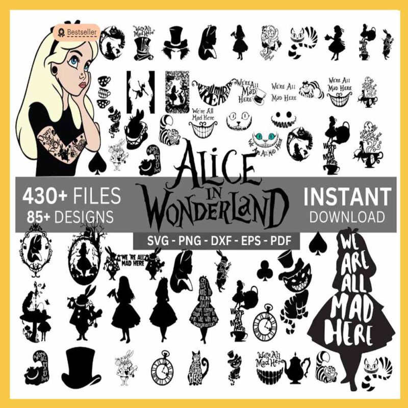 Alice in Wonderland Bundle Svg