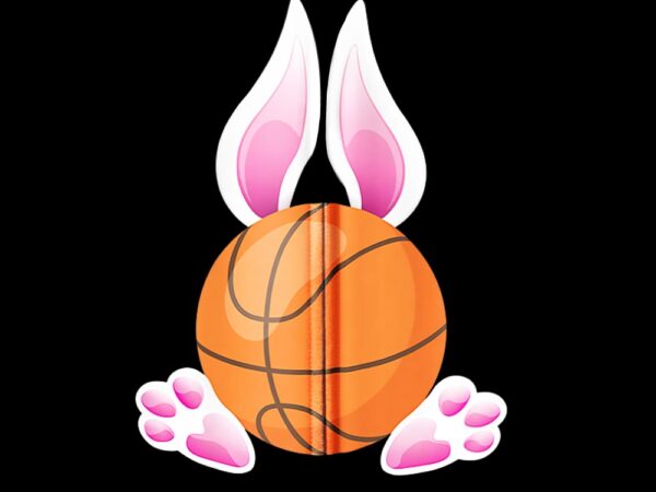 Easter basketball ball png, funny easter bunny basketball png vector clipart