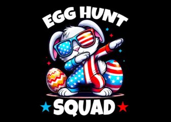 Egg Hunt Squad Easter Bunny USA Flag Png