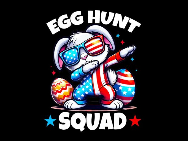 Egg hunt squad easter bunny usa flag png vector clipart