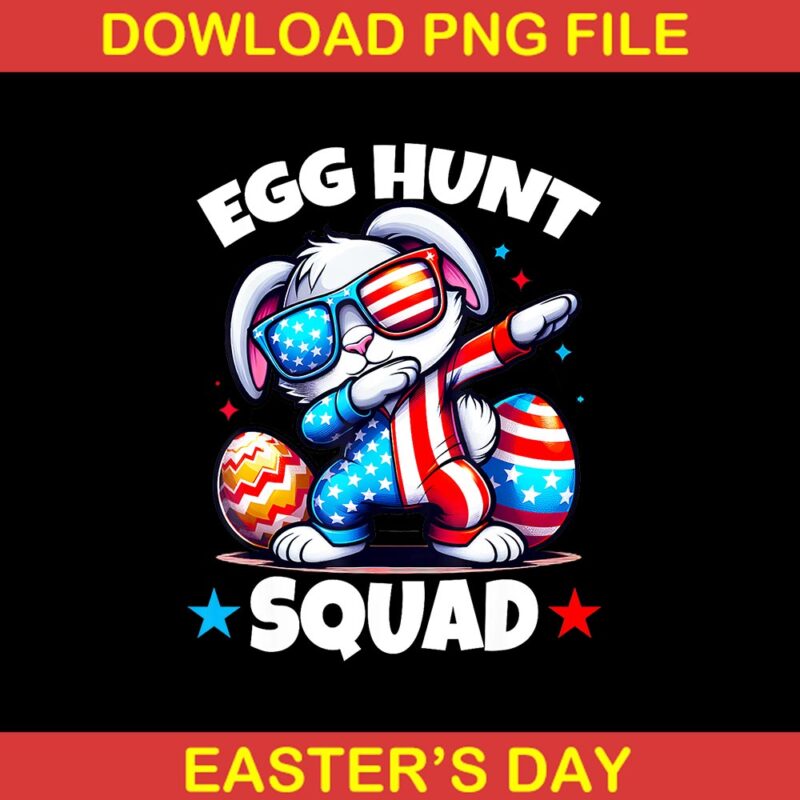 Egg Hunt Squad Easter Bunny USA Flag Png