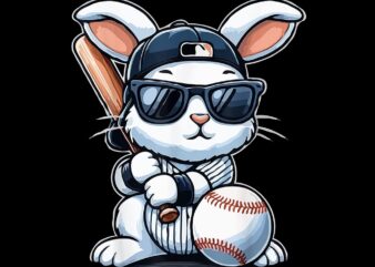 Funny Baseball Bunny Easter Png, Base Ball Bunny Png t shirt graphic design
