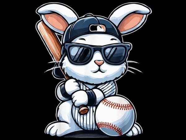 Funny baseball bunny easter png, base ball bunny png t shirt graphic design