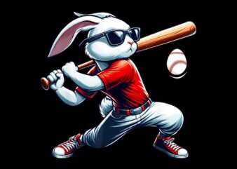 Happy Easter Bunny Playing Baseball Png, Easter Sport Png graphic t shirt