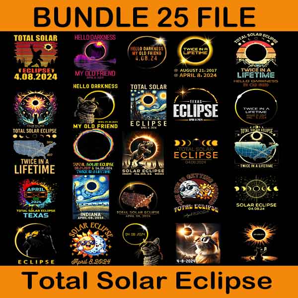 Bundle Total Solar Eclipse Png, Solar Eclipse 04 08 2024