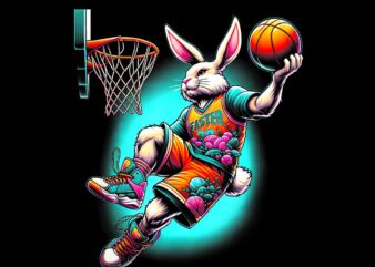 Dunk Easter Bunny Basketball Png, Rabbit Baseball Png