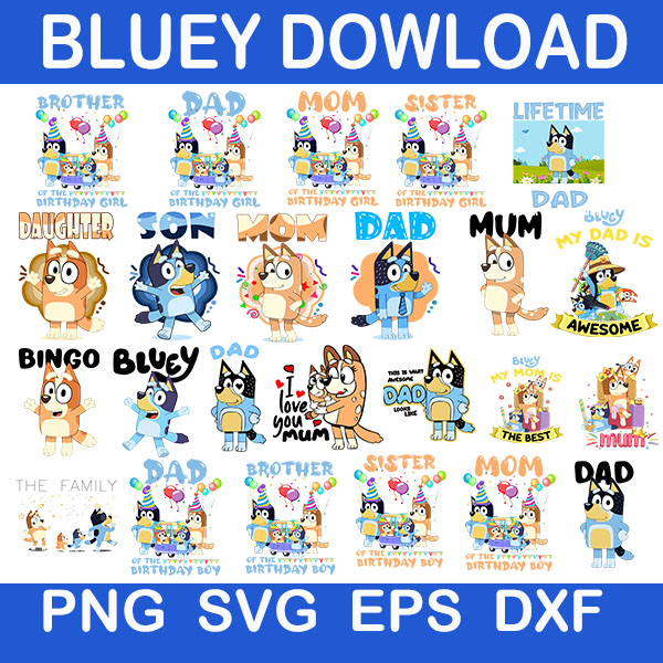 Bluey Family Bundle, Bluey Birthday Svg, Bluey And Bingo Svg