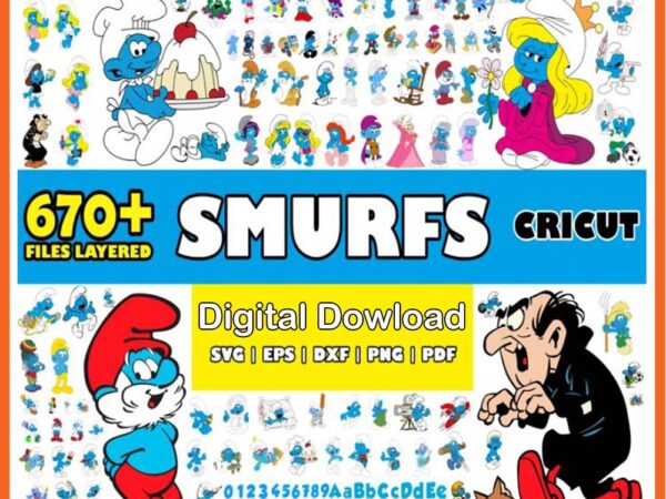 Smurfs bundle svg t shirt template vector