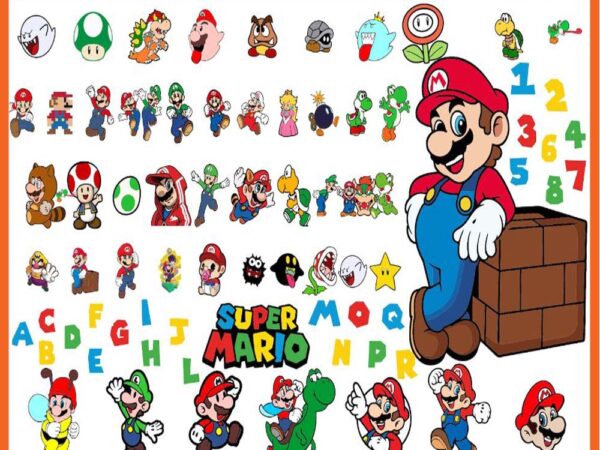 Super mario bundle svg t shirt template vector