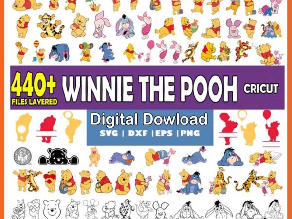 Winnie the pooh bundle svg t shirt design for sale