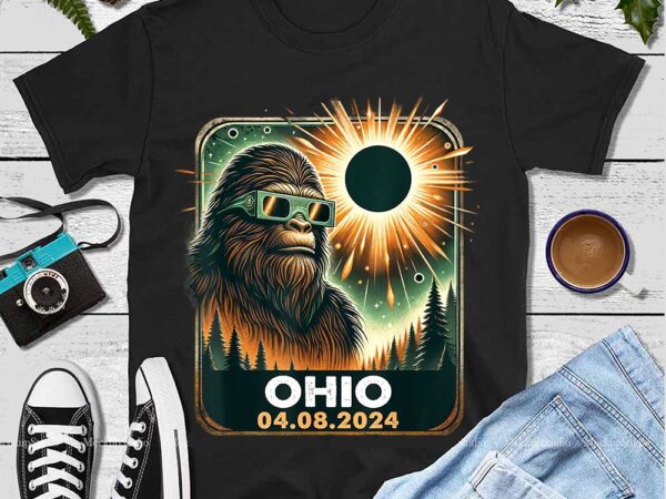 Bigfoot ohio total solar eclipse 2024 with eclipse glasses png t shirt template