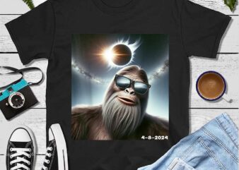 Bigfoot Taking A Selfie Solar 2024 Eclipse Wearing Glasses Png t shirt template